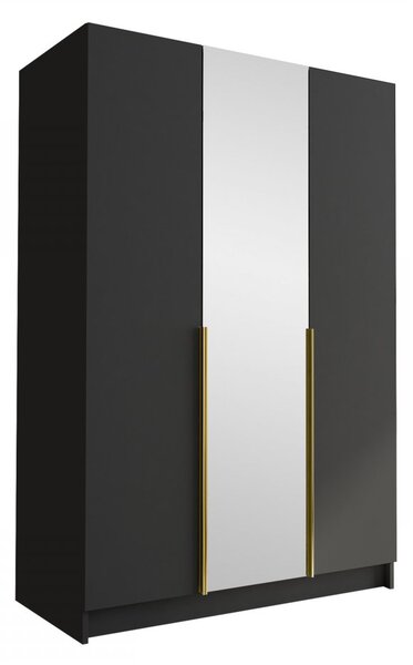 Dulap de haine Merpata II (Negru + auriu) (cu oglindă). 1105785