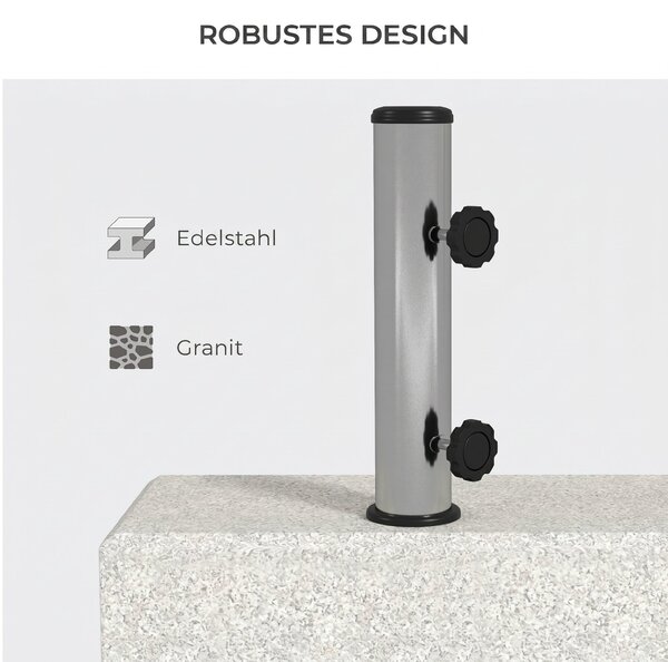 Outsunny Baza Umbrelă Gradină 25kg Granit Oțel Inoxidabil pentru Stâlpi Ø32-48mm | Aosom Romania