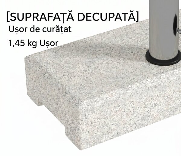 Outsunny Baza Umbrelă Gradină 25kg Granit Oțel Inoxidabil pentru Stâlpi Ø32-48mm | Aosom Romania