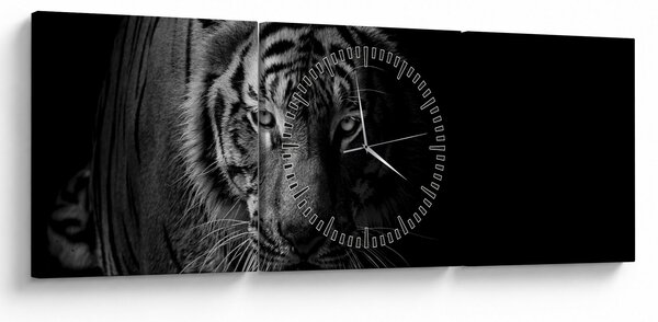 Tablou - Tigru sălbatic (cu ceas) (90x30 cm)