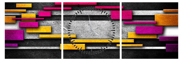 Tablou - Abstrac colorat, fundal negru (cu ceas) (90x30 cm)