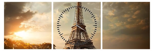 Tablou - Turnul Eiffel. Paris, Franța (cu ceas) (90x30 cm)