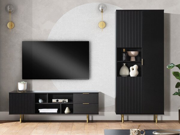 Set mobilier living Newelon III (Negru + auriu) . 1105968