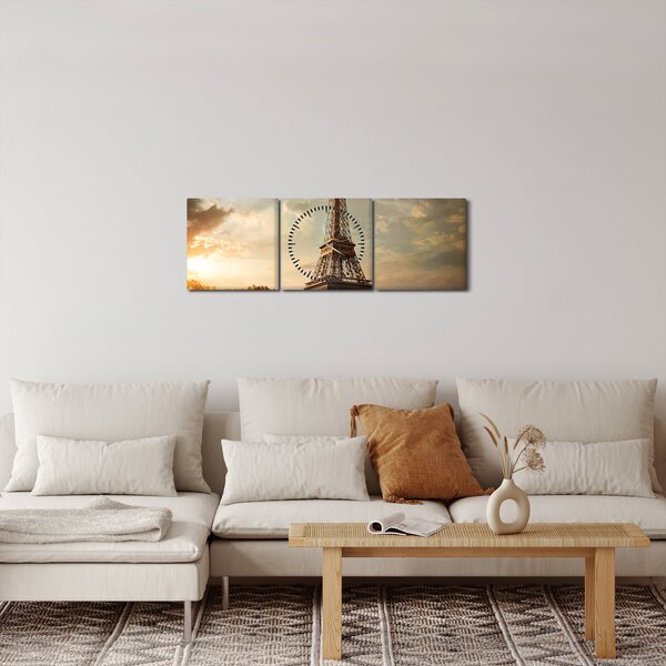Tablou - Turnul Eiffel. Paris, Franța (cu ceas) (90x30 cm)