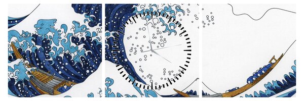 Tablou - Desen japonez, valuri (cu ceas) (90x30 cm)