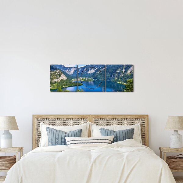 Tablou - Lacul Hallstatt, Hallstatt, Austria (cu ceas) (90x30 cm)
