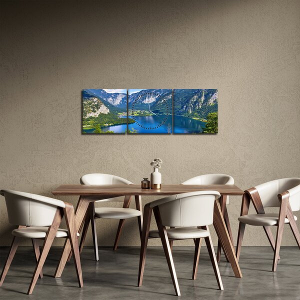 Tablou - Lacul Hallstatt, Hallstatt, Austria (cu ceas) (90x30 cm)
