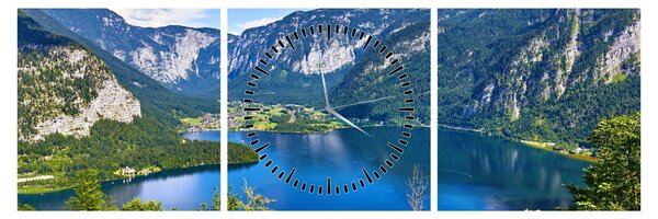 Tablou - Lacul Hallstatt, Hallstatt, Austria (cu ceas) (90x30 cm)