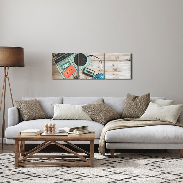 Tablou - Radio retro (cu ceas) (90x30 cm)