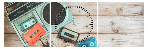 Tablou - Radio retro (cu ceas) (90x30 cm)