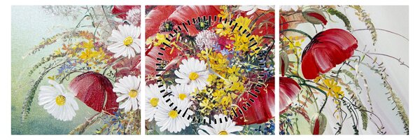 Tablou - Vază cu flori sălbatice (cu ceas) (90x30 cm)