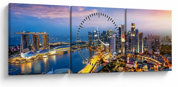 Tablou - Singapore, Asia (cu ceas) (90x30 cm)