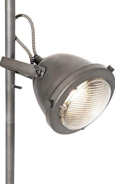 Lampa de podea industriala din otel cu lemn 2 lumini - Emado