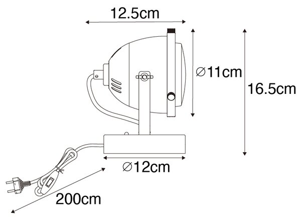 Lampa de masa industriala neagra 18 cm - Emado