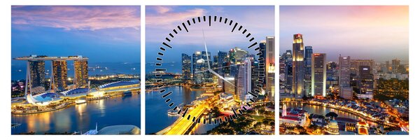 Tablou - Singapore, Asia (cu ceas) (90x30 cm)