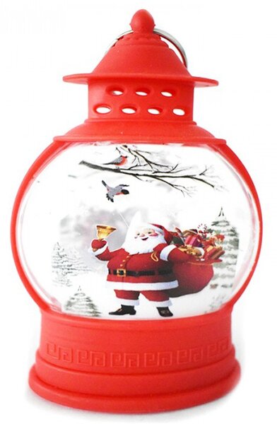 Felinar decorativ cu LED, decor Craciun, 9 x 12.5 cm, plastic