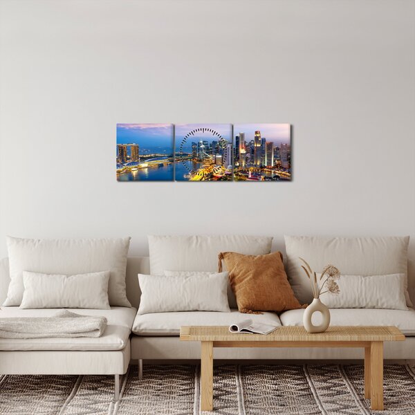 Tablou - Singapore, Asia (cu ceas) (90x30 cm)