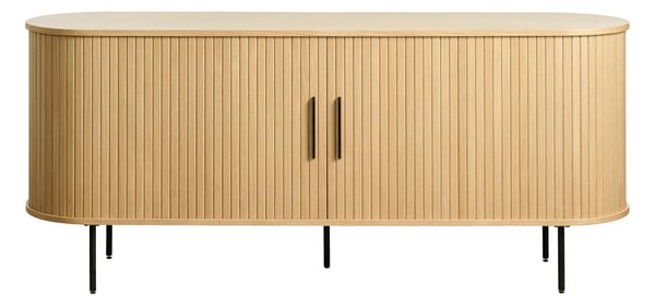 Comodă joasă cu aspect de lemn de stejar cu ușă glisantă 76x180 cm Nola – Unique Furniture