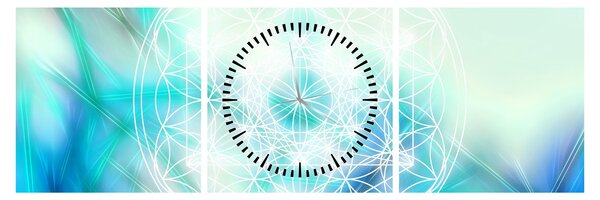 Tablou - Merkaba pe un fundal turcoaz (cu ceas) (90x30 cm)