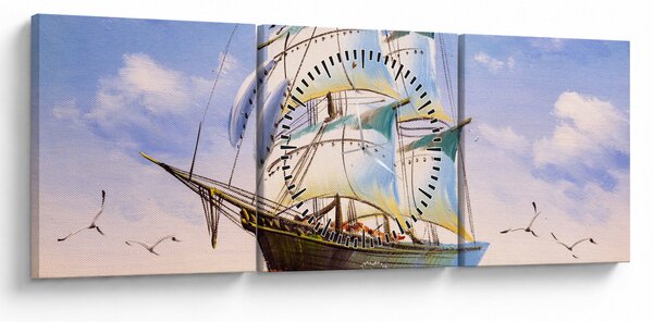 Tablou - Vapor pe valuri (cu ceas) (90x30 cm)