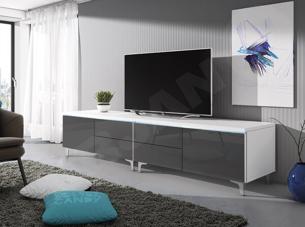 Set 2 mese TV Clea XI W Double (Alb + lucios Alb) (cu iluminat LED albastru). 1106201