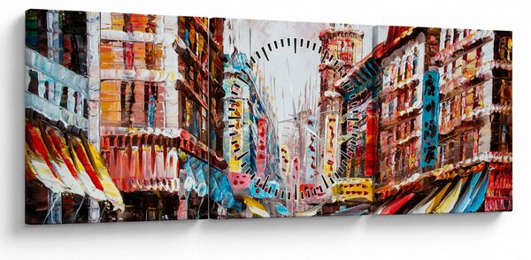 Tablou - Hong Kong, pictură în ulei (cu ceas) (90x30 cm)