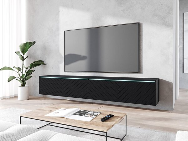 Dulap TV Dlana 180 MDF (Negru grafit + Negru) (cu iluminat LED alb). 1106209