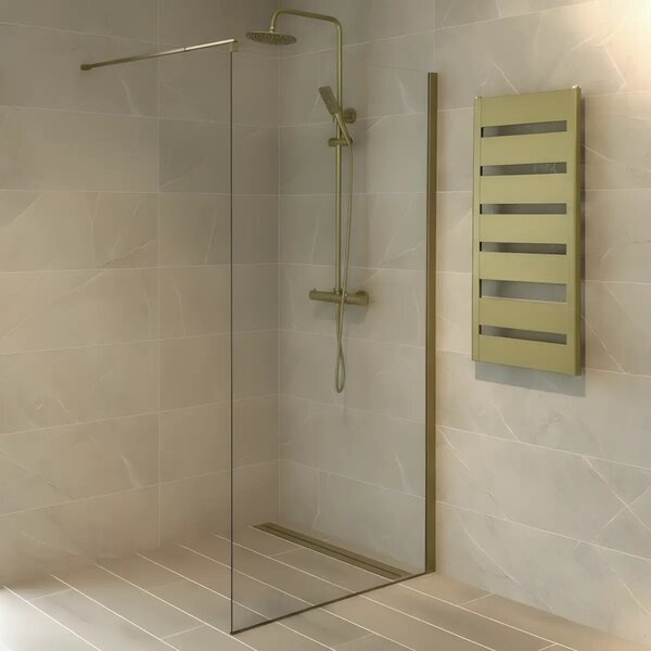 Paravan Dus Walk-In Una 80x195cm, Sticla Securizata 8mm, Profil Aluminiu Auriu