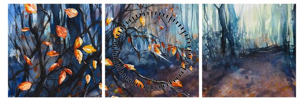 Tablou - Razele solare de toamnă (cu ceas) (90x30 cm)
