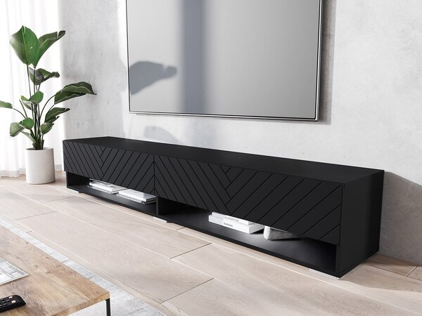 Dulap TV de perete Adenuk 140 MDF (Negru grafit + Negru) (cu iluminat LED RGB). 1106328