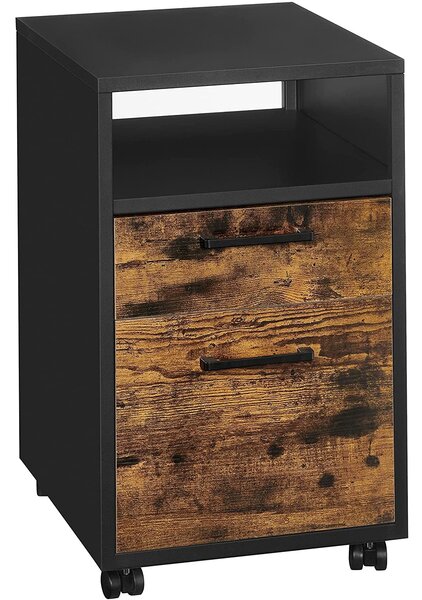 SONGMICS Dulap de birou cu 2 sertare, 39 x 64 x46 cm, maro rustic și negru
