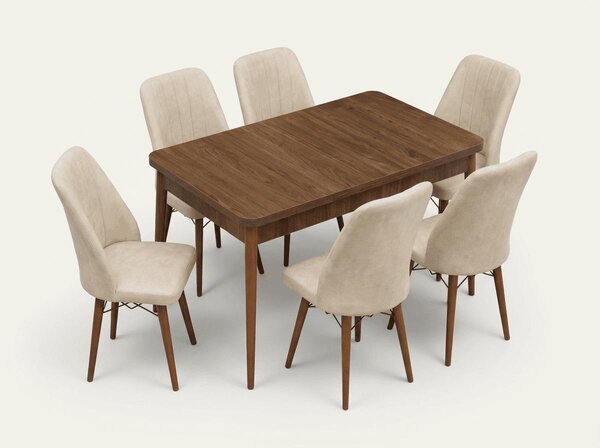 Desire Set Masa 80*170 Extensibila si Scaune 4, 6 bucati Crem