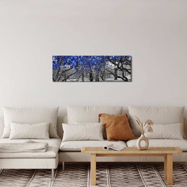 Tablou - Copaci albaștri Central Park, New York (cu ceas) (90x30 cm)