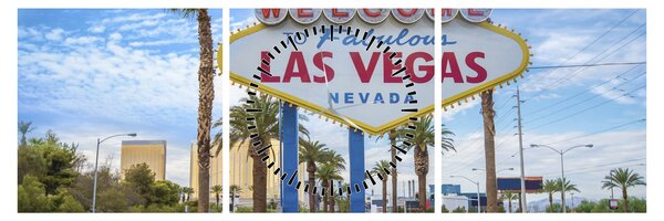 Tablou - Las Vegas (cu ceas) (90x30 cm)