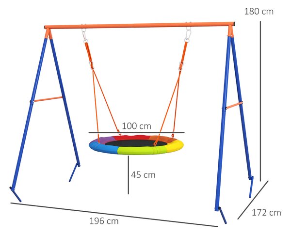 Outsunny Set de leagan pentru gradina, Leagan tip cuib pentru copii scaun de leagan cu structura in forma de A