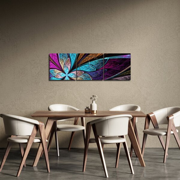Tablou - Floare, abstracție (cu ceas) (90x30 cm)