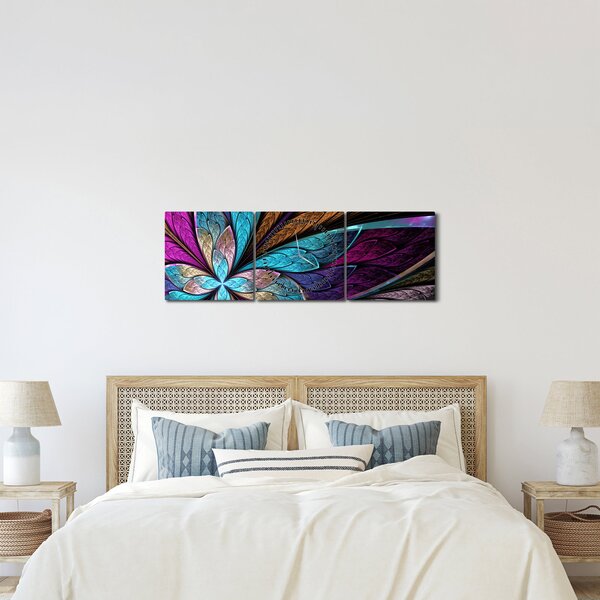 Tablou - Floare, abstracție (cu ceas) (90x30 cm)