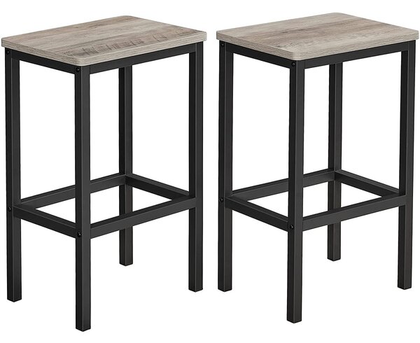 VASAGLE set 2 scaune de bar Scaune de bucatarie 40 x 65 x 30 cm, gri-negru