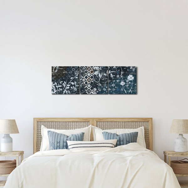 Tablou - Decorațiuni flori (cu ceas) (90x30 cm)