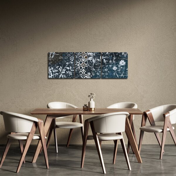 Tablou - Decorațiuni flori (cu ceas) (90x30 cm)