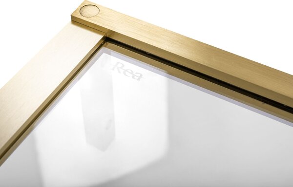 Rea Hugo, cabină de duș 100 (uşă) x 90 (uşă) x 200,5 cm, sticlă transparentă de 6 mm, profil auriu mat, KPL-K0841