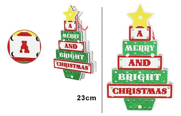 Decoratiune luminoasa Merry Christmas, inaltime 23 cm, multicolor