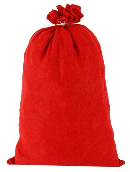 Sac Mos Craciun, inchidere snur, 40x60 cm, rosu
