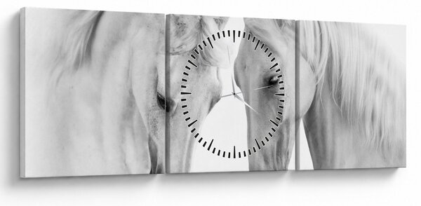 Tablou - Cai albi (cu ceas) (90x30 cm)