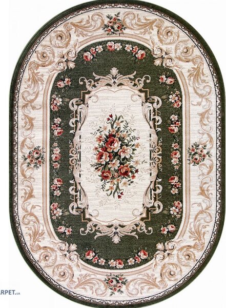Covor Clasic Sufragerie, Model 535 310, Dreptunghiular, Verde Verde, Oval, 80x150