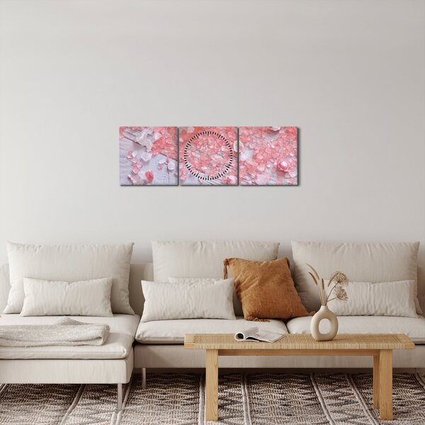 Tablou - Atmosfera de litoral în nuanțe roz (cu ceas) (90x30 cm)