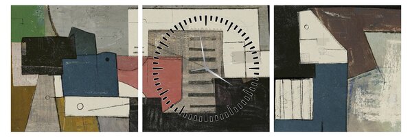 Tablou - Abstracție cubism (cu ceas) (90x30 cm)