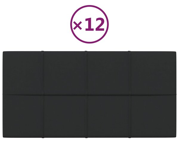 Panouri de perete 12 buc. negru 60x30 cm textil 2,16 m²