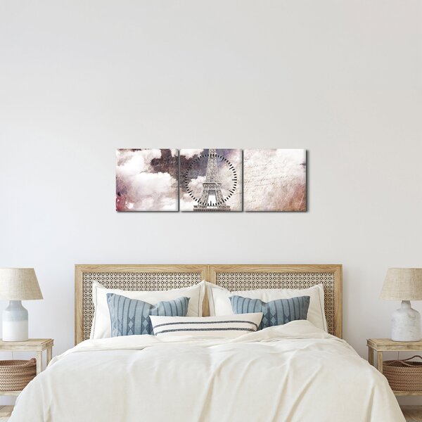 Tablou - Turnul Eiffel, Paris, Franța (cu ceas) (90x30 cm)