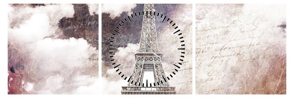 Tablou - Turnul Eiffel, Paris, Franța (cu ceas) (90x30 cm)